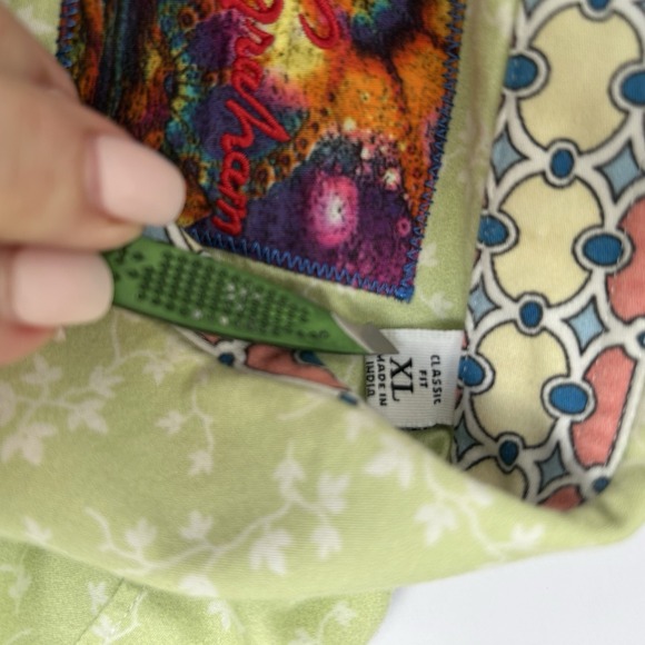 Robert Graham Classic Fit Spring Green Ivy Print Colorful Flip Cuffs Size XL - Picture 3 of 9